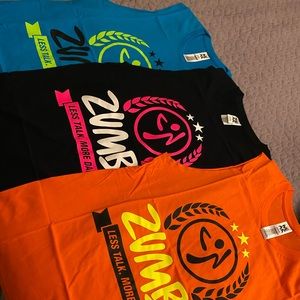 Zumba tees lot of 3 size XS/spicy three colors